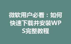 微软用户必看：如何快速下载并安装WPS完整教程