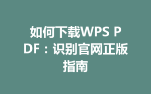 如何下载WPS PDF：识别官网正版指南