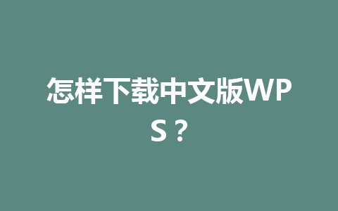 怎样下载中文版WPS？ 一