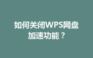 如何关闭WPS网盘加速功能?