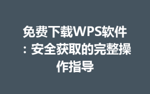 免费下载WPS软件:安全获取的完整操作指导