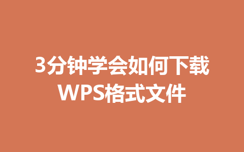 3分钟学会如何下载WPS格式文件 一