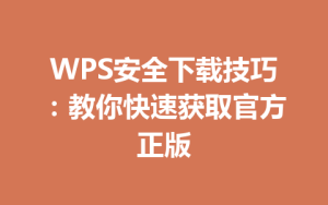 WPS安全下载技巧:教你快速获取官方正版