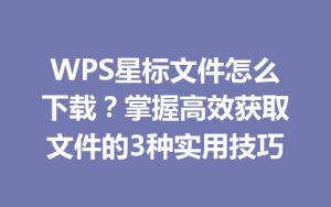 WPS星标文件怎么下载?掌握高效获取文件的3种实用技巧