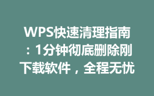 WPS快速清理指南:1分钟彻底删除刚下载软件,全程无忧