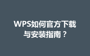 WPS如何官方下载与安装指南？