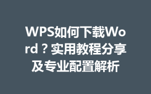 WPS如何下载Word？实用教程分享及专业配置解析