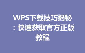 WPS下载技巧揭秘:快速获取官方正版教程