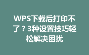 WPS下载后打印不了？3种设置技巧轻松解决困扰