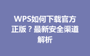 WPS如何下载官方正版？最新安全渠道解析