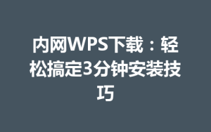内网WPS下载：轻松搞定3分钟安装技巧